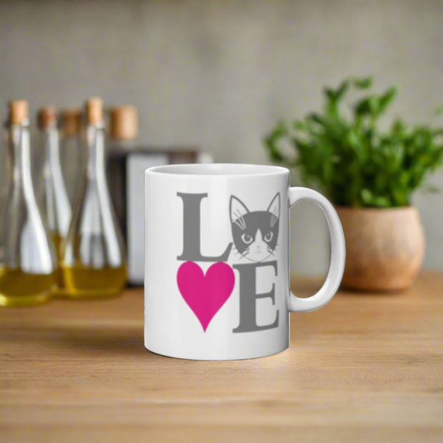 cat love logo , Cat coffee mug