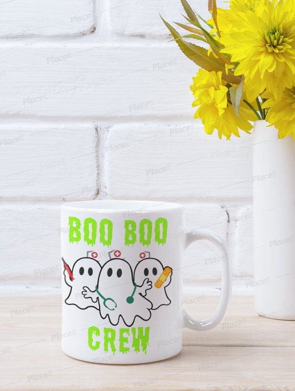 boo boo crew  muggg- halloween  boo crew  ,ghost  nurse boo crew mug -gift idea for nurse