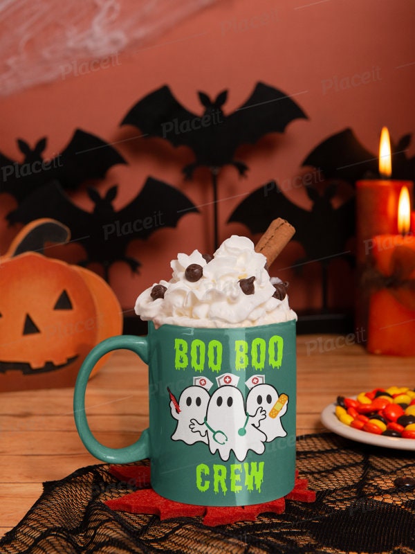 boo boo crew  muggg- halloween  boo crew  ,ghost  nurse boo crew mug -gift idea for nurse