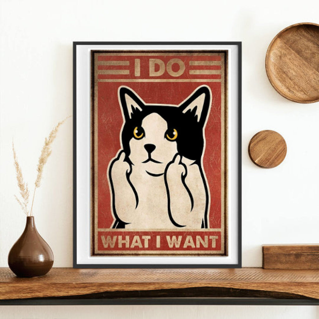 Black cat wall art i do what i want  poster  , Black Cat  Art - Black Cat Print - -Black Cat Artwork - Home Decor