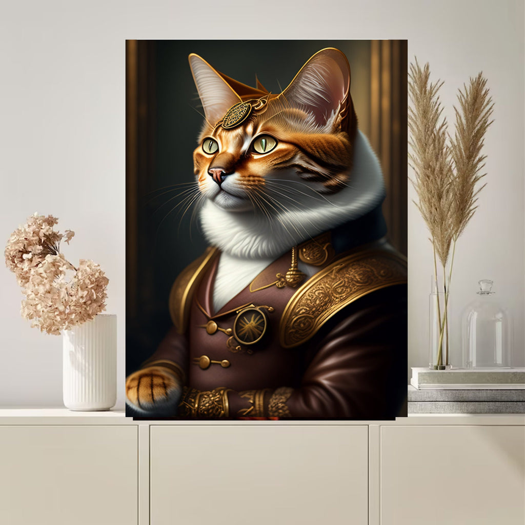 steampunk tabby cat poster , tabby  Cat Wall Art -tabby Cat Print -tabby  Cat Artwork - Home Decor,ai generated art,