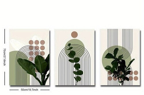 Boho Wall art Decor,botanical leaf art, abstract wall art, Minimalism Abstract, Set of 3  Prints, Modern Mid Century,sage green ,Decor Print