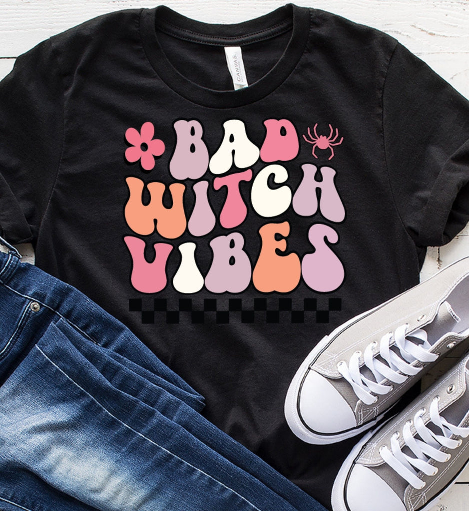 Bad Witch vibes halloween shirt,halloween sweatshirt, funny Fall halloween shirt,retro groovy shirt , Witch costume