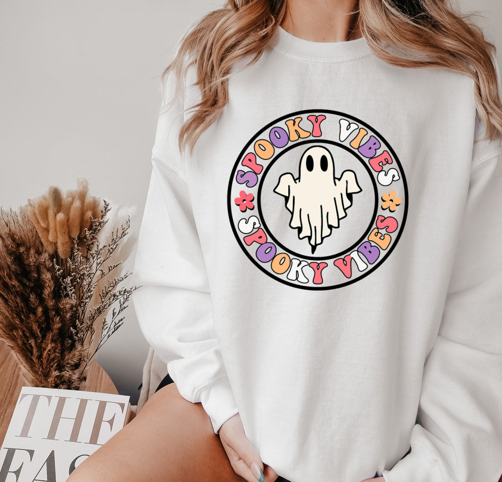 Spooky Vibes Sweatshirt, Retro Halloween Spooky Vibes Sweater, cute ghost Sweatshirt, Fall Vibes Shirt, Stay Spooky Shirt, Spooky Season