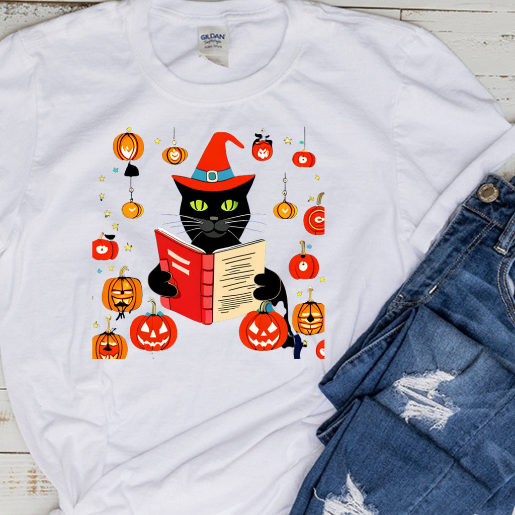 Teacher Halloween Shirt | Halloween Teacher | Read More Books | Spooky halloween  cat  Shirt | Teacher Teams Shirt | Halloween Party |