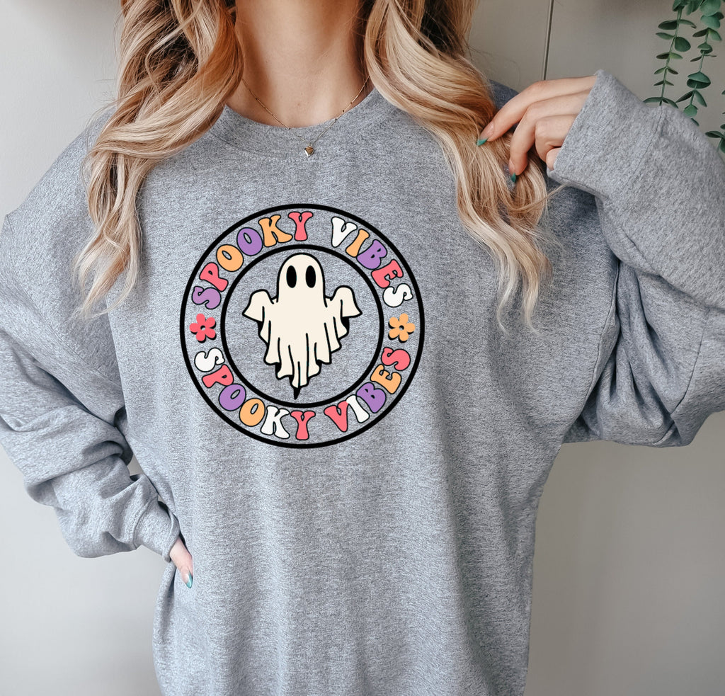 Spooky Vibes Sweatshirt, Retro Halloween Spooky Vibes Sweater, cute ghost Sweatshirt, Fall Vibes Shirt, Stay Spooky Shirt, Spooky Season