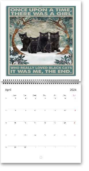 2024Wall Calendar, black cat calander funny , Wall Planner, Home And Office Decor, Monthly Calender,gitft for cat lovers