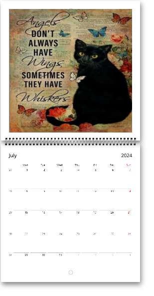 2024Wall Calendar, black cat calander funny , Wall Planner, Home And Office Decor, Monthly Calender,gitft for cat lovers