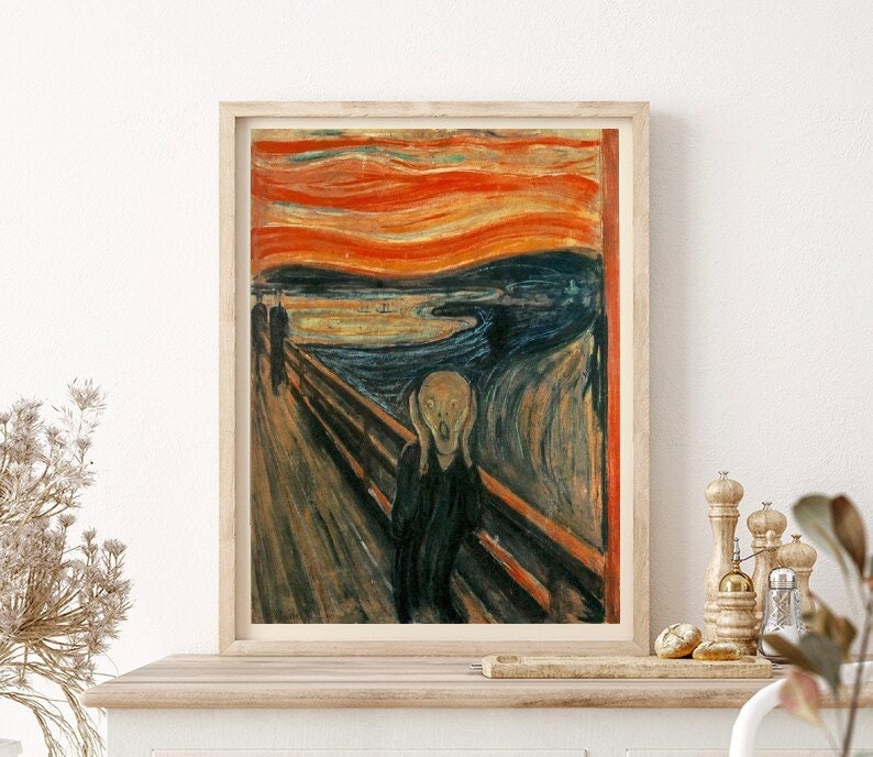 the scream  Poster, Vintage Prints Wall Art ,Art Deco French Art Famous Painters ,Vintage Art, Home Decor Gift