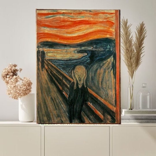 the scream  Poster, Vintage Prints Wall Art ,Art Deco French Art Famous Painters ,Vintage Art, Home Decor Gift