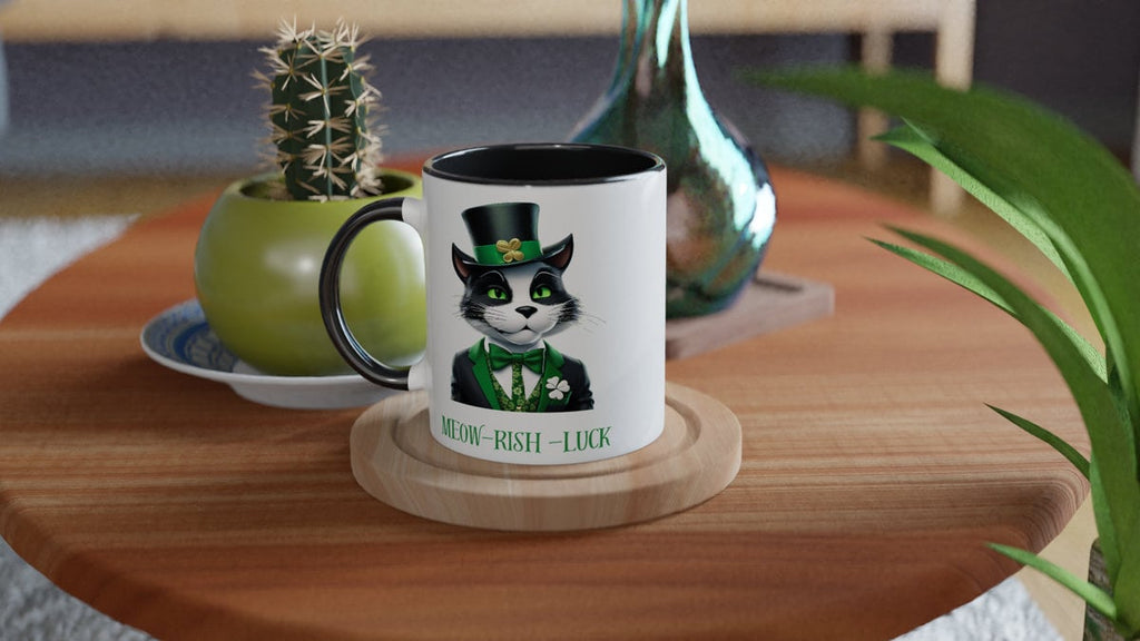 St Patrick's Day Mug, meow rish luck Coffee Mug, St Patrick's Day mug Gift,cat irish mug ,Irish Cat Mug