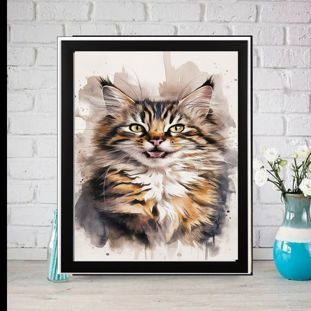 tabby watercolour  cat  poster ,tabby Cat Wall Art - tabby Cat Print -watercolour  Cat Artwork - Home Decor,gift for cat lovers