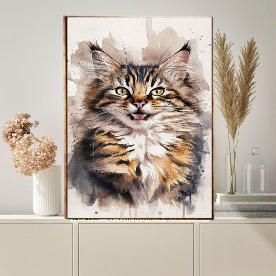 tabby watercolour  cat  poster ,tabby Cat Wall Art - tabby Cat Print -watercolour  Cat Artwork - Home Decor,gift for cat lovers