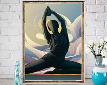 yoga pose  Print, Yoga Wall Art, gift for yoga lovers Yoga Gift,yoga wall art