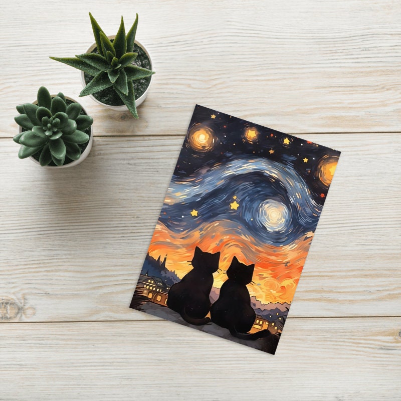 Vincent Van Gogh greeting card , Art Card,Starry Night Card,Unique Cards,Van Gogh Cards,Starry Night,Starry Night Art,Unique Birthday Card