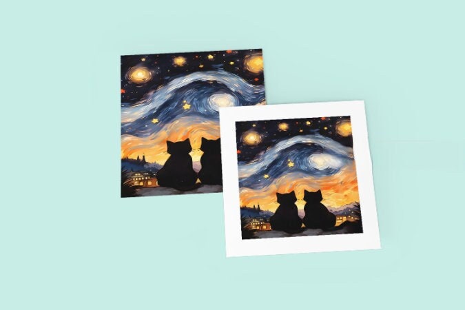 Vincent Van Gogh greeting card , Art Card,Starry Night Card,Unique Cards,Van Gogh Cards,Starry Night,Starry Night Art,Unique Birthday Card