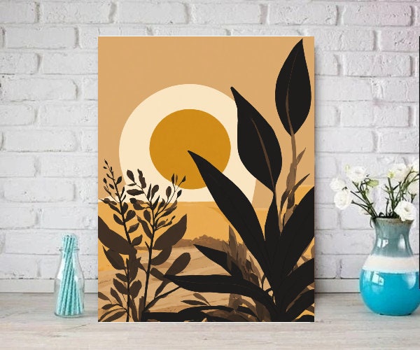 Boho Botanical Print, boho desert and netrual  color Abstract Botanical Flower Print, bohoAbstract  Wall Art