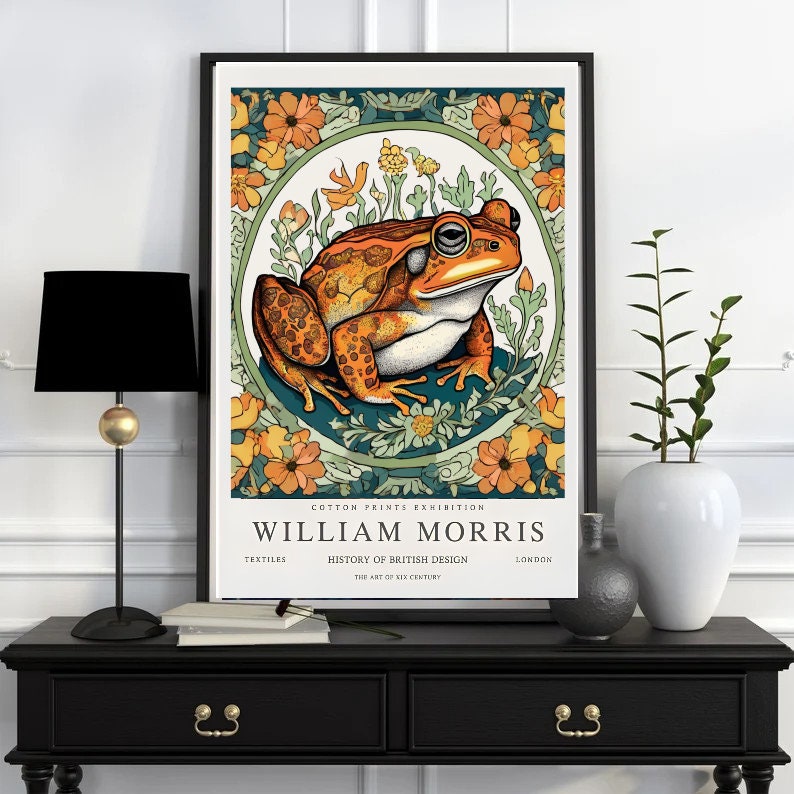 William Morris Print, William Morris Exhibition Print, Frog William Morris Poster, Vintage Wall Art, Textiles Art,Vintage Poster Frog Print