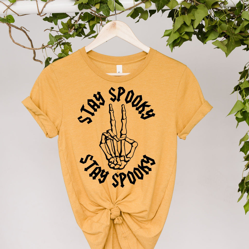 stay spooky  Skeleton Hand Shirt, Skeleton Peace Sign Shirt, Halloween Shirt, Funny Halloween Shirt, Skeleton Hand, Skeleton tee