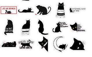 black cat stickers ,10-25 random  Cartoon Meme Cat Stickers For School Reward Stickers Classroom Decoration Encouragement Sticker