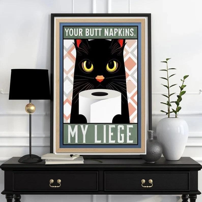 black cat print , cat-poster , Black Cat Wall Art - Black Cat Print - -Black Cat Artwork - Home Decor