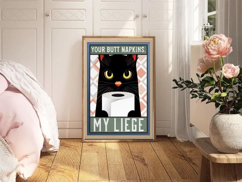 black cat print , cat-poster , Black Cat Wall Art - Black Cat Print - -Black Cat Artwork - Home Decor