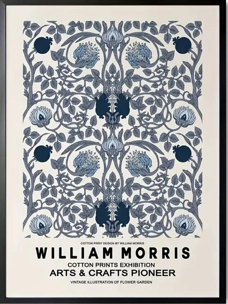 Blue Botanical William Morris Print Exhibition Poster, Blue Botanical William Morris, Museum Print, Nouveau Art Poster