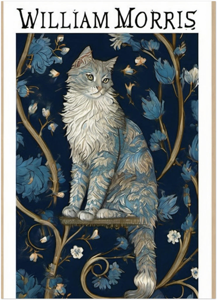 William Morris peeking  Cat Print, William Morris Exhibition Print, William Morris Poster, Vintage Wall Art, Textiles Art, tabby Cat Poster