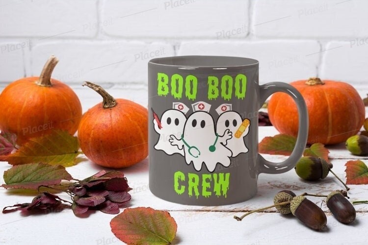 boo boo crew  muggg- halloween  boo crew  ,ghost  nurse boo crew mug -gift idea for nurse