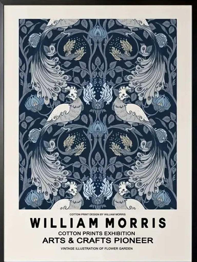 Blue Botanical William Morris Print Exhibition Poster, Blue Botanical William Morris, Museum Print, Nouveau Art Poster