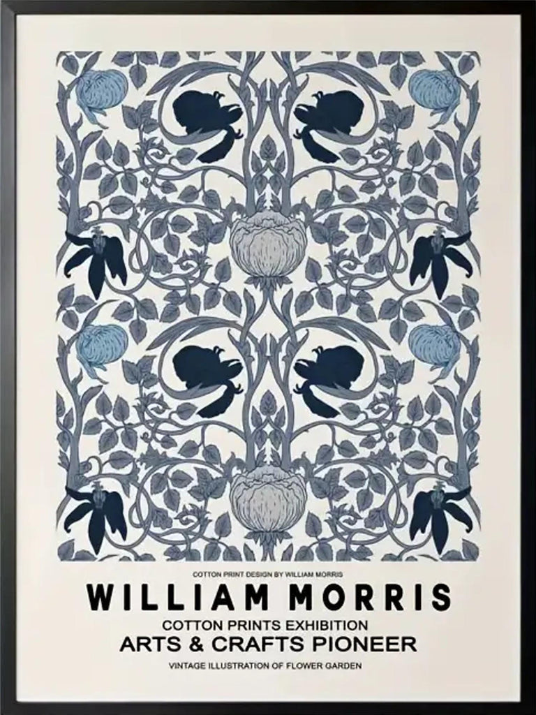 Blue Botanical William Morris Print Exhibition Poster, Blue Botanical William Morris, Museum Print, Nouveau Art Poster