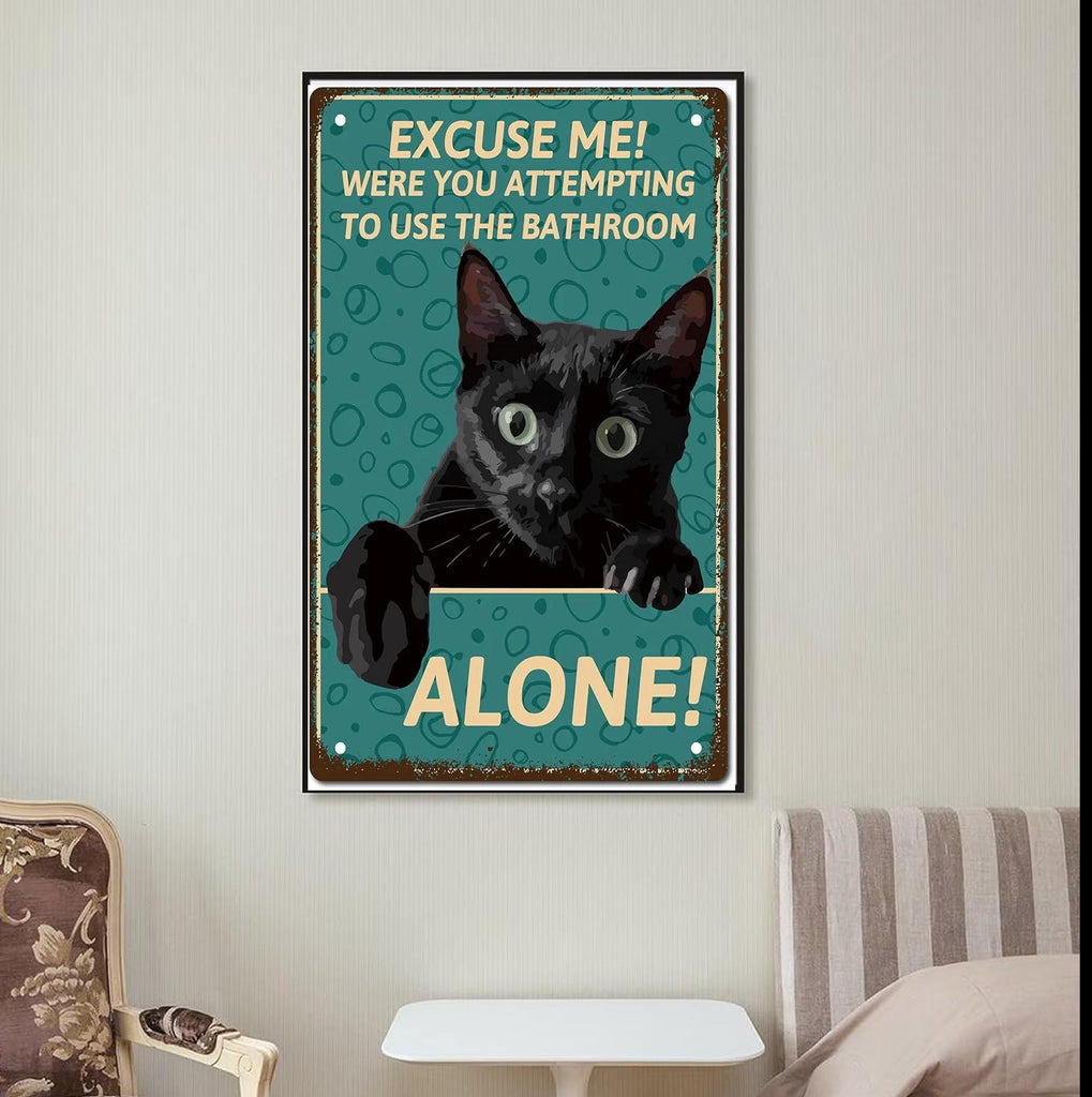 black cat poster are you  attempting to use toilet alone . cat-poster , Black Cat Wall Art - Black Cat Print -Black Cat Artwork - Home Decor