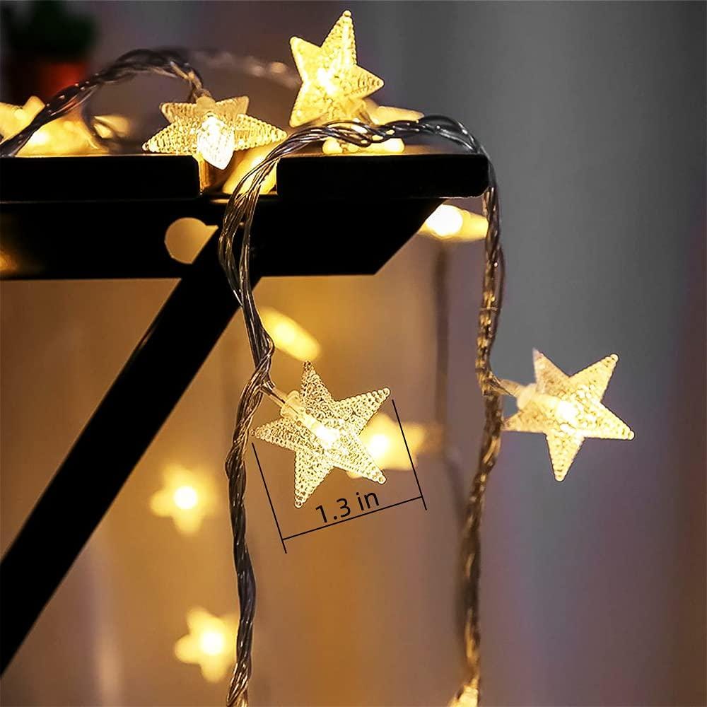 Star Lights Star String Lights 10Ft 20 LED Star Fairy Lights Battery Operated Waterproof Indoor Outdoor Twinkle Christmas Lights