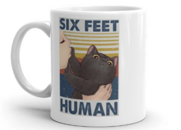 six feet human black cat  ,Black Cat coffee, cat lover Gifts