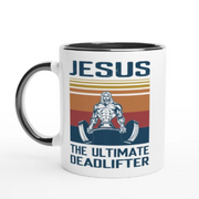 jesus the ultimate deadlifter , 11oz coffee mug