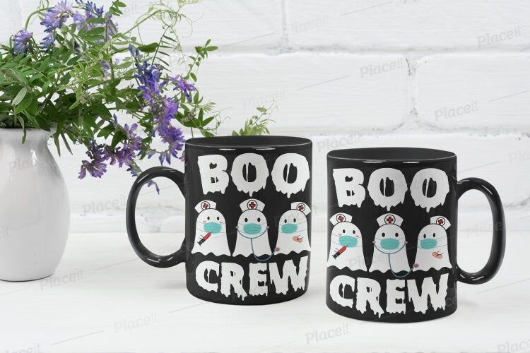 boo crew halloween  funny - ghost nurse mug,gift for nurse ,spooky halloween