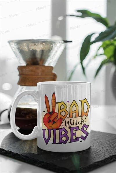 bad witch vibes halloween mug gift, resting witch face -witchy fall vibes  spooky mug