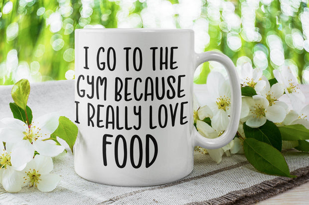 I goto the gym because I really love food . Gym gift for her , motivational gym quote,