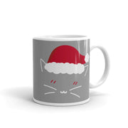 Christmas Cat with santa hat, Ceramic Mug 11oz. santa hat mug.,gift for cat lovers,gift  for her