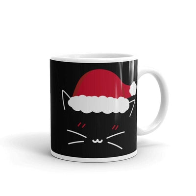 Christmas Cat with santa hat, Ceramic Mug 11oz. santa hat mug.,gift for cat lovers,gift  for her