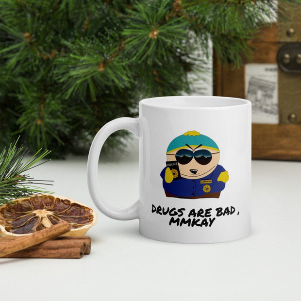 eric cartman cop drugs are  bad , southpark mug