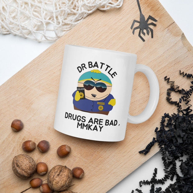 eric cartman cop drugs are  bad , southpark mug