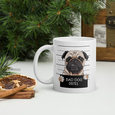 bad dog portrait , criminal bad dog, ceramic dog mug, easily distracted by dogs,gift idea for dog lovers