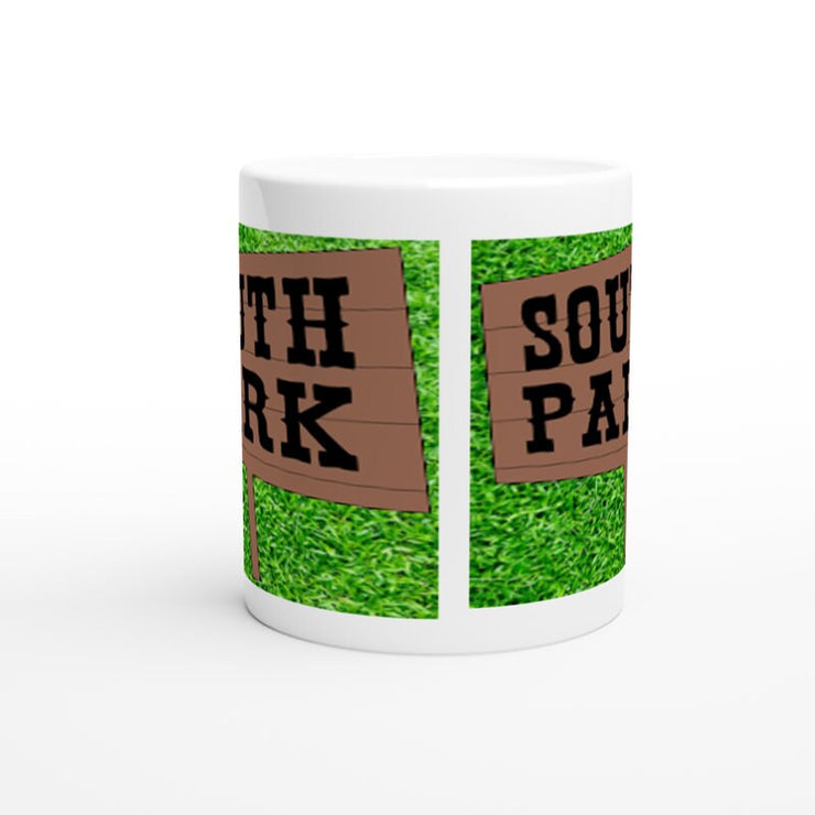 southpark sign post coffee mug, handmade ceramic southpark mug,