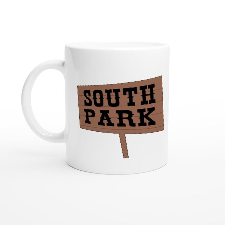 southpark sign post coffee mug, handmade ceramic southpark mug,