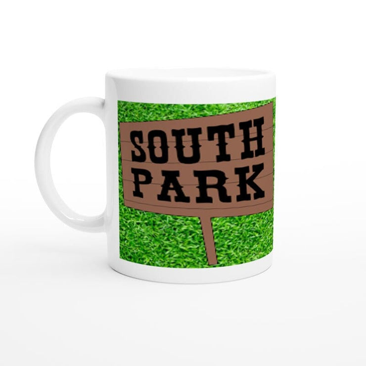 southpark sign post coffee mug, handmade ceramic southpark mug,