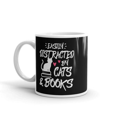 Easily Distracted By Cats And Books mug , Book Lover mug