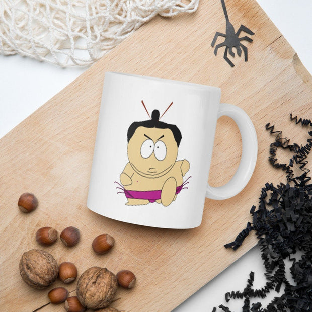 eric cartman as a sumo , handmade ceramic southpark mug,