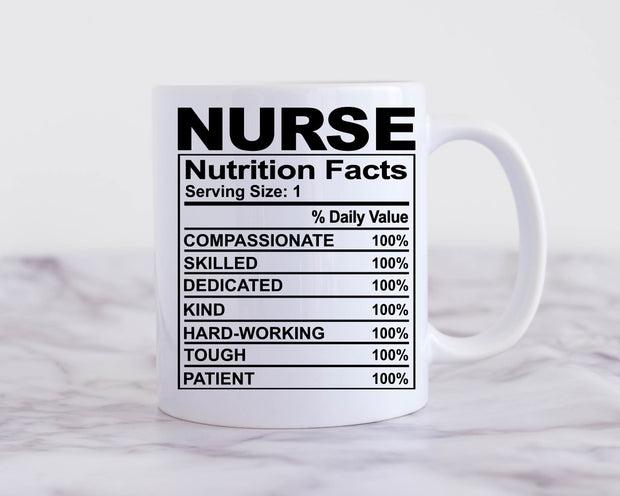 Nurse Nutritional Facts Label  ,nutrition facts ,nurse mug