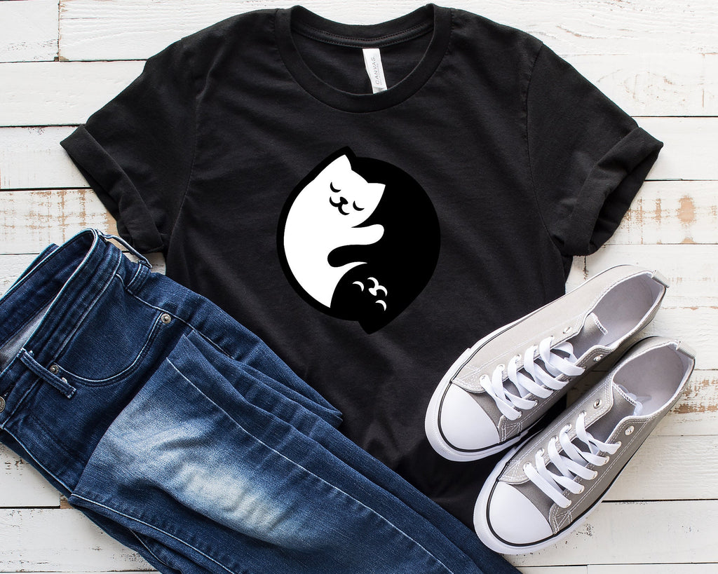 ying yang  cat t shirt,Chakra T-Shirt, Meditation Shirt, Yoga Shirt, Yoga Lover Gift, Yoga Gift, Spiritual Shirt